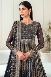 Farasha Essence Embroidered Chiffon Unstitched 3Pc Suit - Midnight Navy