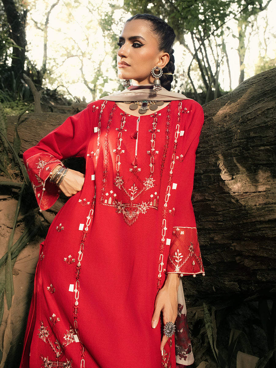 HemStitch The Garden Embroidered Lawn Unstitched 3Pc Suit - Midnight Rose