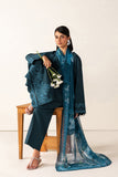 Farasha Summer Melody Embroidered Lawn Unstitched 3Pc Suit - Midnight Teal