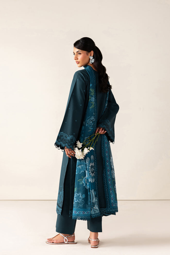 Farasha Summer Melody Embroidered Lawn Unstitched 3Pc Suit - Midnight Teal