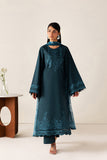 Farasha Summer Melody Embroidered Lawn Unstitched 3Pc Suit - Midnight Teal