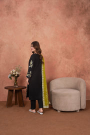 Feathers Premium Embroidered Lawn Unstitched 3Pc Suit - Midnight Zari Garden