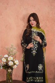 Feathers Premium Embroidered Lawn Unstitched 3Pc Suit - Midnight Zari Garden