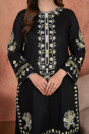 Feathers Premium Embroidered Lawn Unstitched 3Pc Suit - Midnight Zari Garden