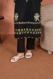 Feathers Premium Embroidered Lawn Unstitched 3Pc Suit - Midnight Zari Garden