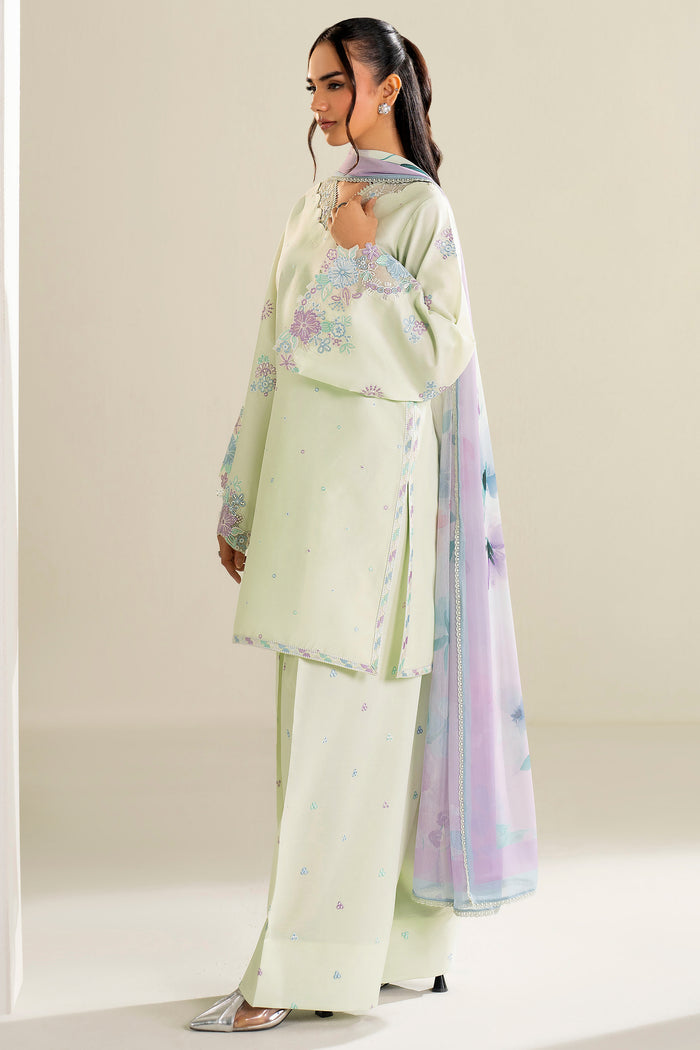 Farasha Summer Weaves Embroidered Lawn Unstitched 3Pc Suit - Mint Garden