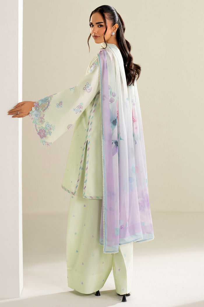 Farasha Summer Weaves Embroidered Lawn Unstitched 3Pc Suit - Mint Garden