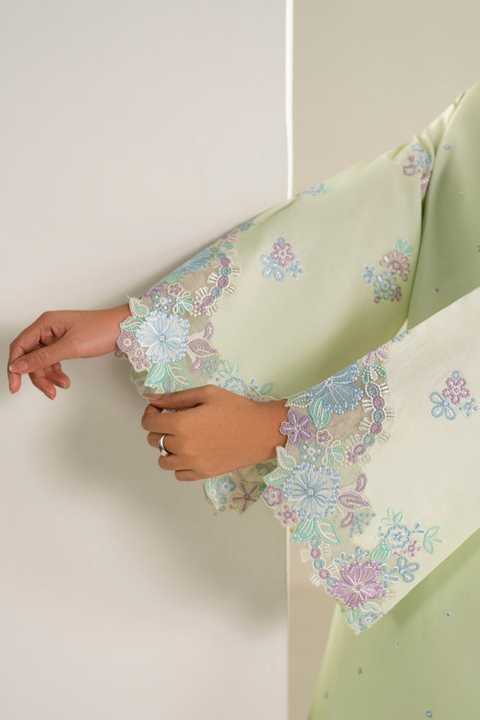 Farasha Summer Weaves Embroidered Lawn Unstitched 3Pc Suit - Mint Garden