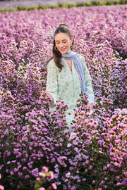 Farasha Summer Escape Embroidered Lawn Unstitched 3Pc Suit - Mint Petaline