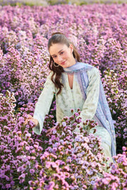 Farasha Summer Escape Embroidered Lawn Unstitched 3Pc Suit - Mint Petaline