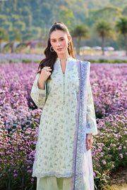 Farasha Summer Escape Embroidered Lawn Unstitched 3Pc Suit - Mint Petaline