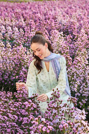 Farasha Summer Escape Embroidered Lawn Unstitched 3Pc Suit - Mint Petaline