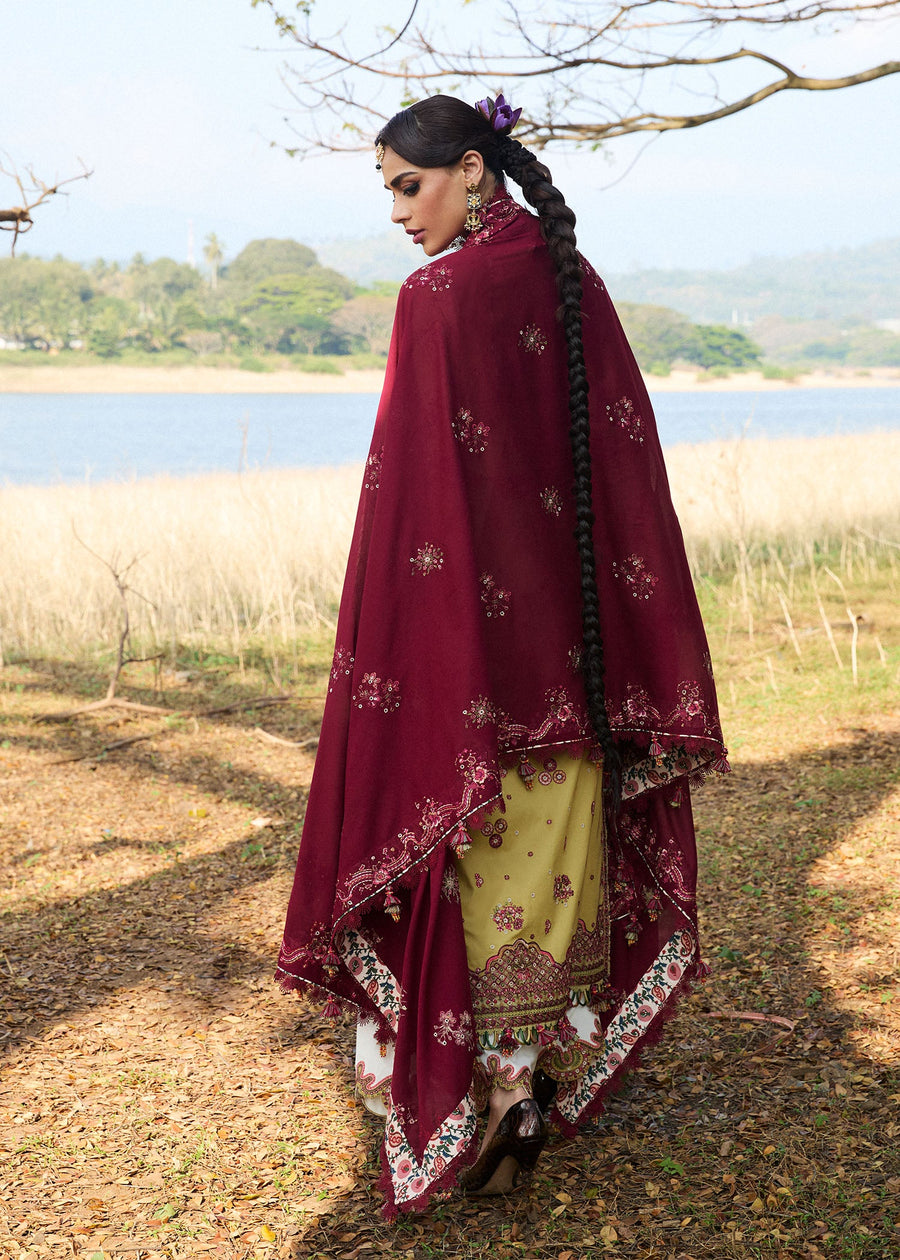 Hussain Rehar Luxury Lawn Unstitched Embroidered 3Pc Suit D-03 Minted