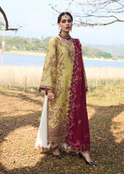 Hussain Rehar Luxury Lawn Unstitched Embroidered 3Pc Suit D-03 Minted