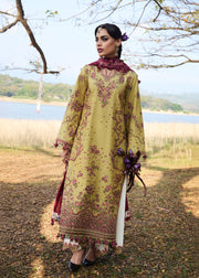 Hussain Rehar Luxury Lawn Unstitched Embroidered 3Pc Suit D-03 Minted