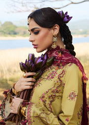 Hussain Rehar Luxury Lawn Unstitched Embroidered 3Pc Suit D-03 Minted