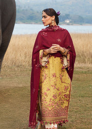 Hussain Rehar Luxury Lawn Unstitched Embroidered 3Pc Suit D-03 Minted