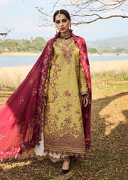 Hussain Rehar Luxury Lawn Unstitched Embroidered 3Pc Suit D-03 Minted