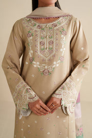 Farasha Winter Spell Embroidered Khaddar Unstitched 3Pc Suit - Mirel