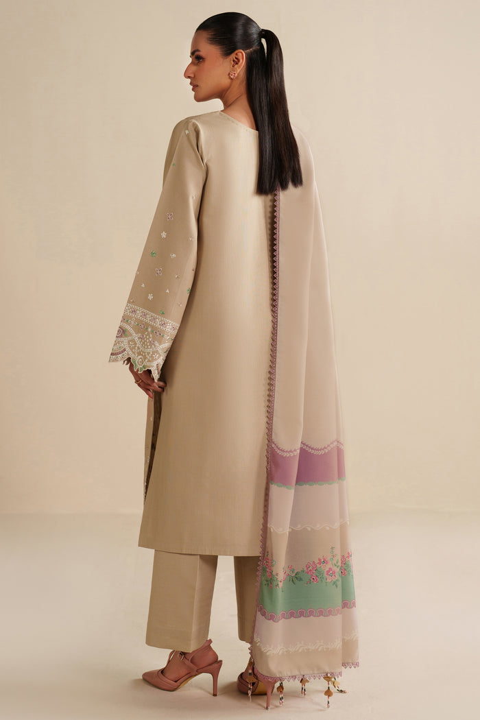 Farasha Winter Spell Embroidered Khaddar Unstitched 3Pc Suit - Mirel