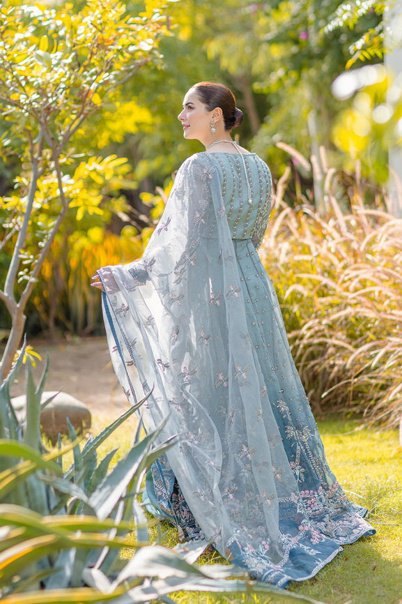 Noor by Azzal Embroidered Organza Unstitched 3Pc Suit D-02 Mishaal