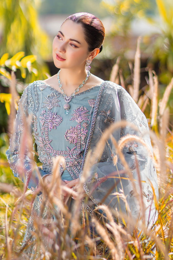 Noor by Azzal Embroidered Organza Unstitched 3Pc Suit D-02 Mishaal