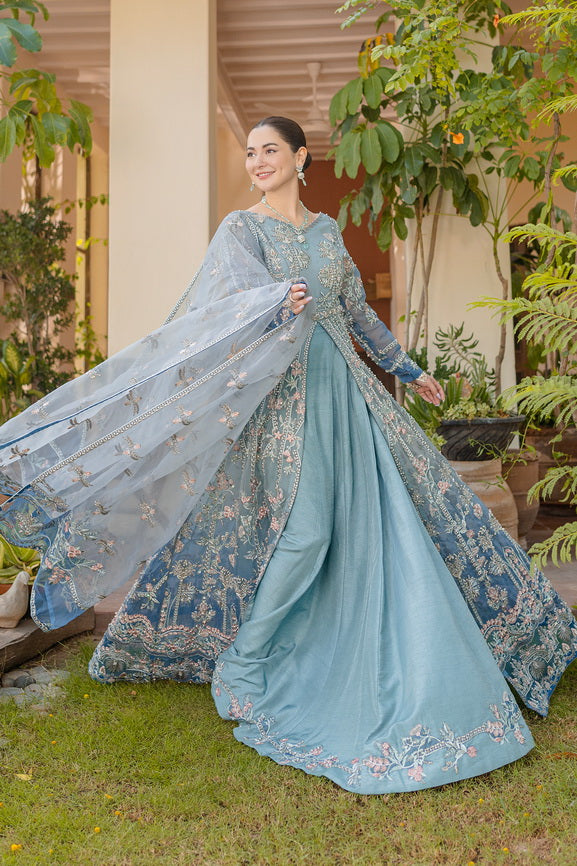 Noor by Azzal Embroidered Organza Unstitched 3Pc Suit D-02 Mishaal