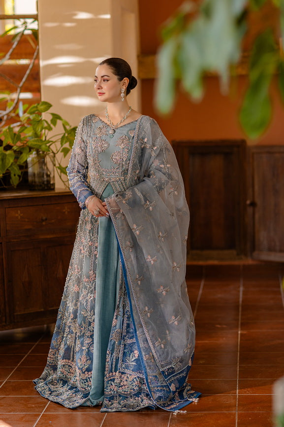 Noor by Azzal Embroidered Organza Unstitched 3Pc Suit D-02 Mishaal