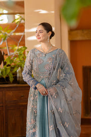 Noor by Azzal Embroidered Organza Unstitched 3Pc Suit D-02 Mishaal