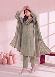Zeenia Marina Digital Printed Dhanak Marina Unstitched 3Pc Suit JS-02 Mist