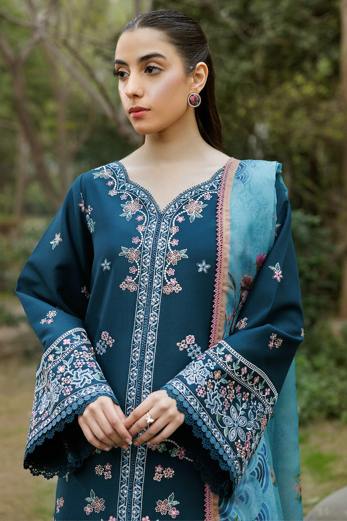 Farasha Summer Weaves Embroidered Lawn Unstitched 3Pc Suit - Mist Blue
