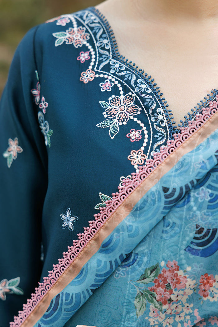 Farasha Summer Weaves Embroidered Lawn Unstitched 3Pc Suit - Mist Blue