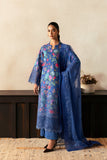Afrozeh Daybreak Embroidered Lawn Unstitched 3Pc Suit - MIST WOVEN