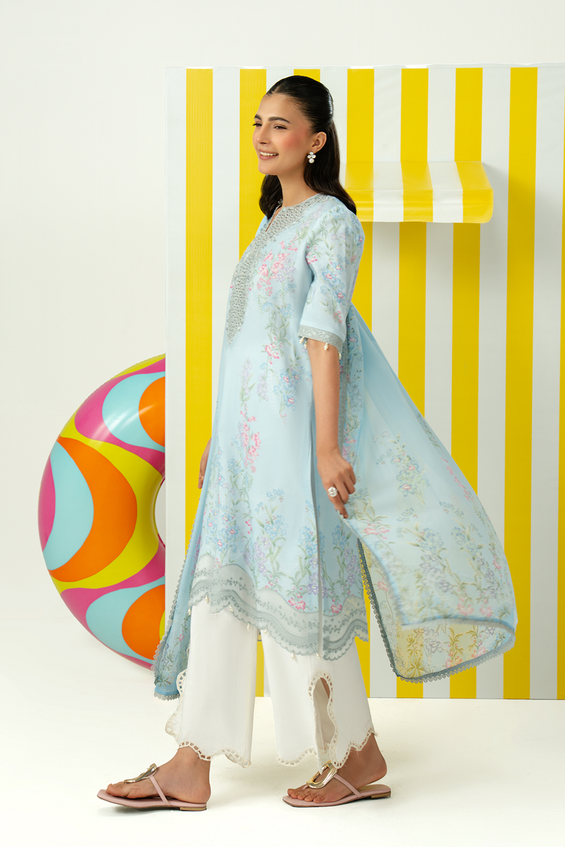 Zarposh Sundaze Embroidered Luxury Lawn Unstitched 3Pc Suit - MISTELLE