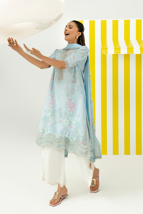 Zarposh Sundaze Embroidered Luxury Lawn Unstitched 3Pc Suit - MISTELLE