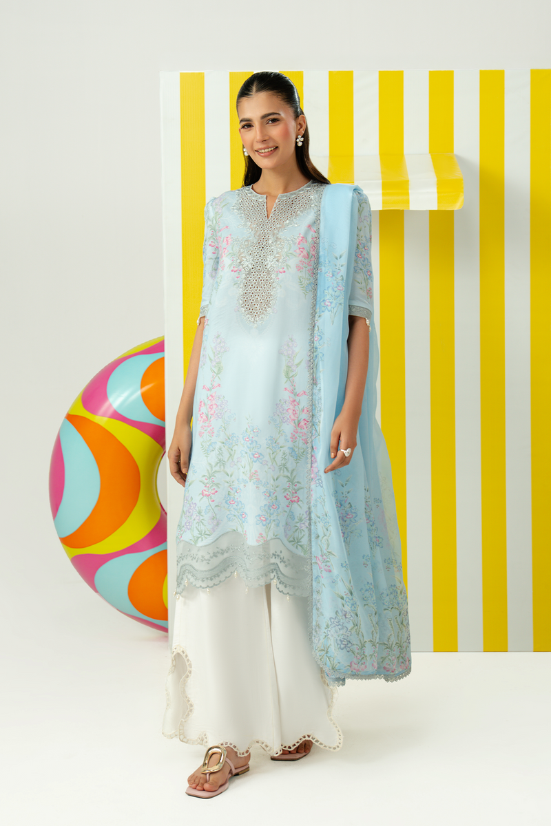 Zarposh Sundaze Embroidered Luxury Lawn Unstitched 3Pc Suit - MISTELLE
