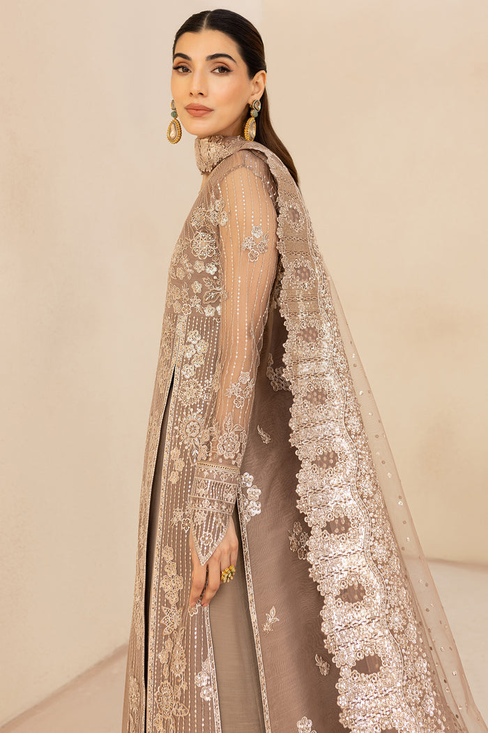 Farasha LU ZELLA Embroidered Net Unstitched 3Pc Suit D-03 MISTY GRACE