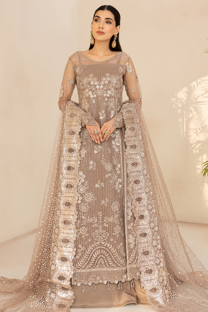 Farasha LU ZELLA Embroidered Net Unstitched 3Pc Suit D-03 MISTY GRACE