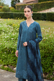 Farasha Sorine Summer Embroidered Lawn Unstitched 3Pc Suit - Misty Horizon