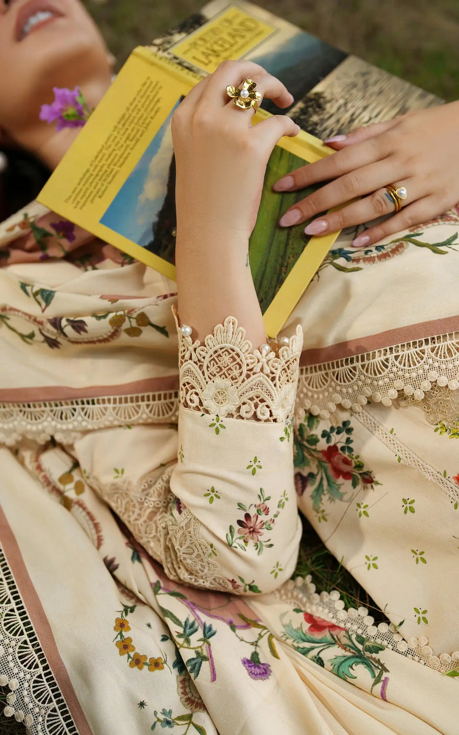 Asifa & Nabeel Meraki Embroidered Viscose Unstitched 3Pc Suit - Misty Meadows