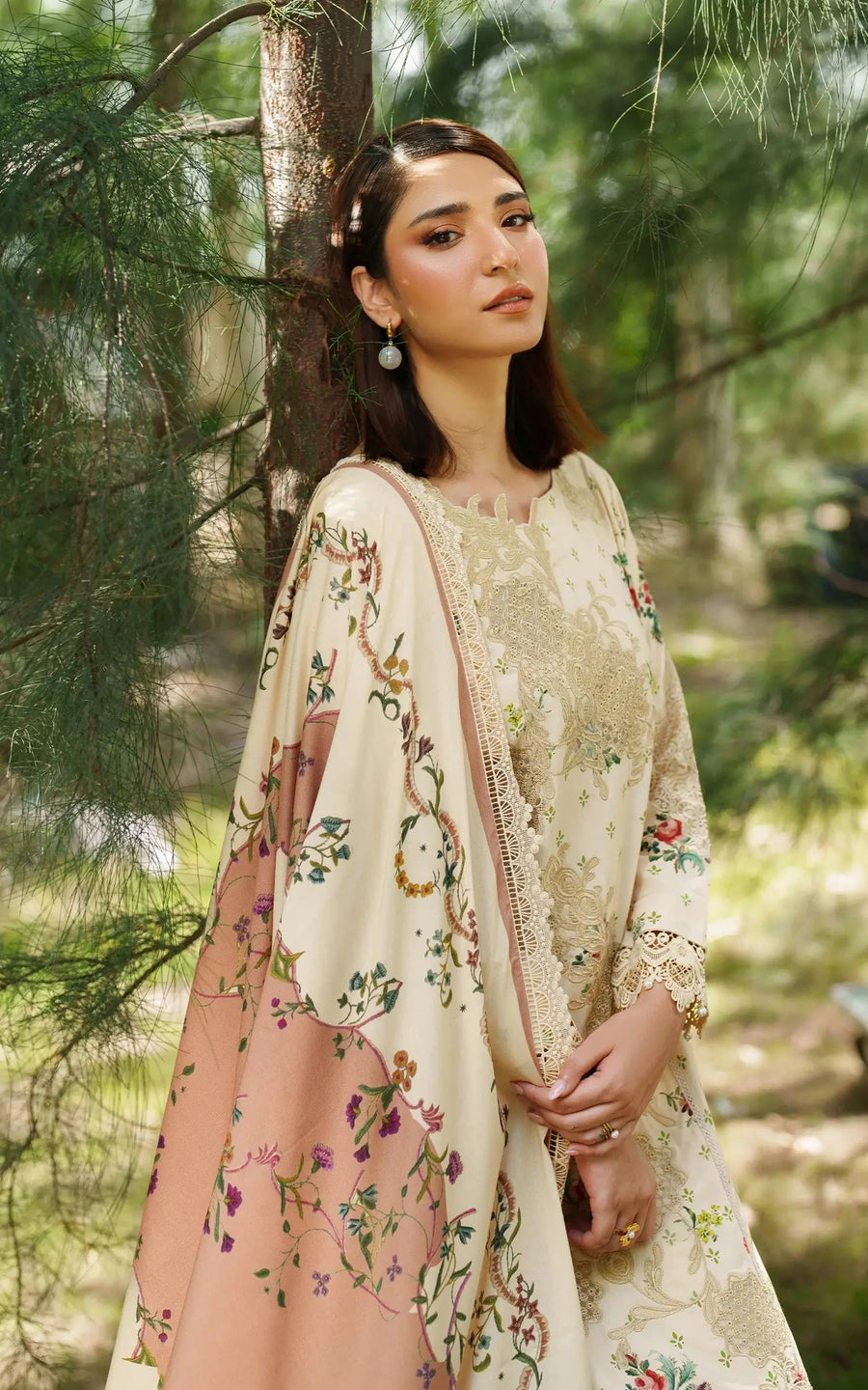 Asifa & Nabeel Meraki Embroidered Viscose Unstitched 3Pc Suit - Misty Meadows
