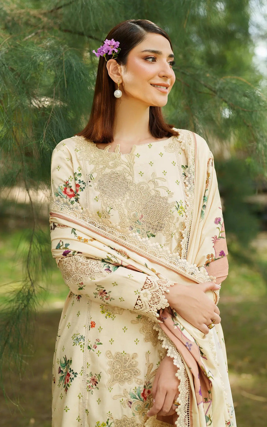 Asifa & Nabeel Meraki Embroidered Viscose Unstitched 3Pc Suit - Misty Meadows