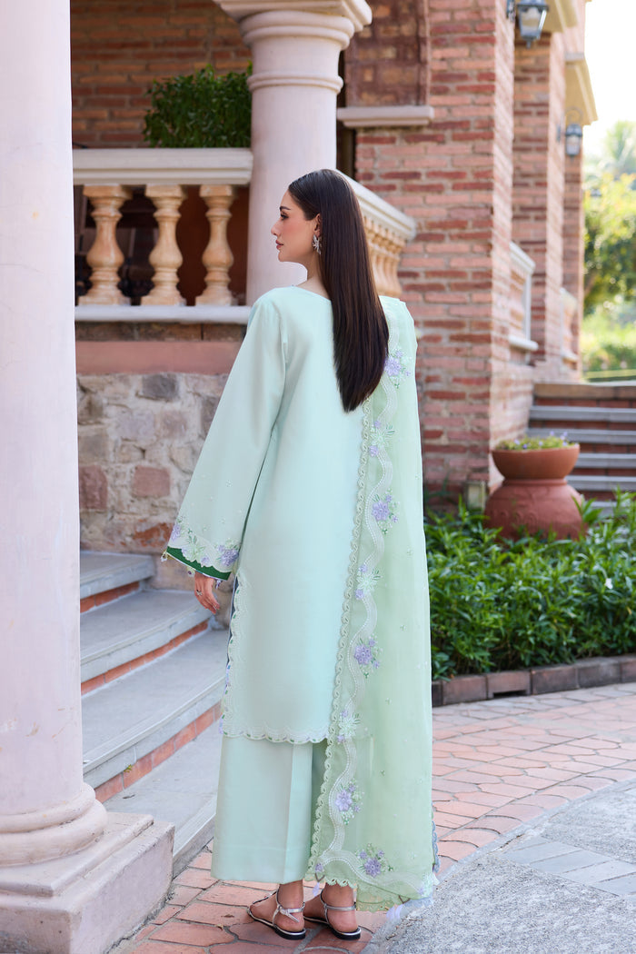 Farasha Sorine Summer Embroidered Lawn Unstitched 3Pc Suit - Misty Mint