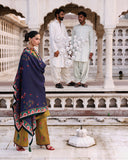 Jugnu Lahore Womenswear Embroidered Khaddar Unstitched 3Pc Suit - MITRA