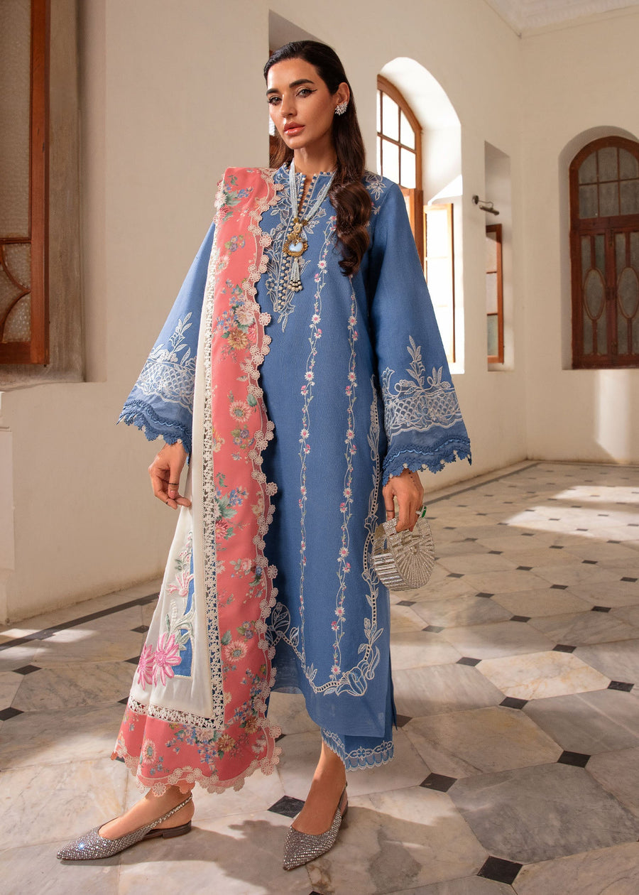 Crimson Aaleen Embroidered Karandi Unstitched 3Pc Suit - Modern Memsaab