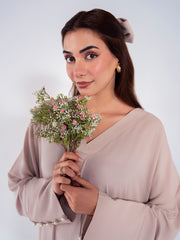 Hemstitch Georgette Affair Embroidered Georgette Stitched 2Pc Suit - Moon Milk