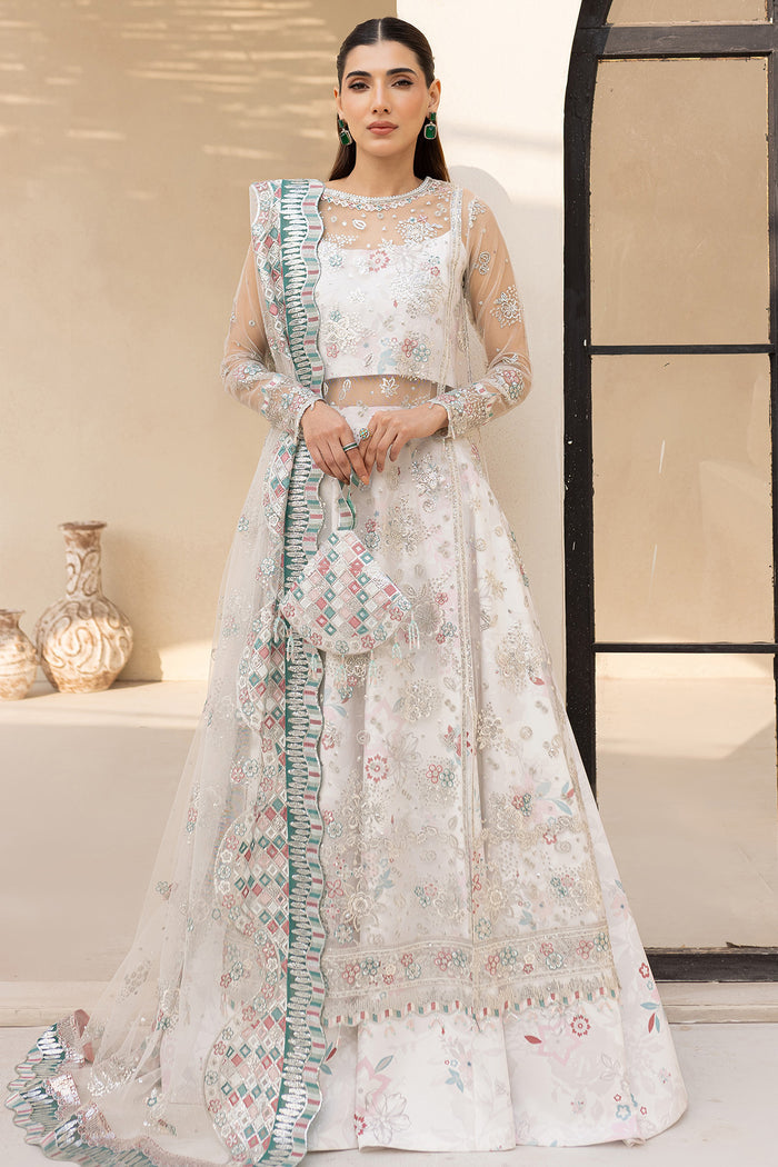 Farasha LU ZELLA Embroidered Net Unstitched 3Pc Suit D-05 MOONLIGHT MIST