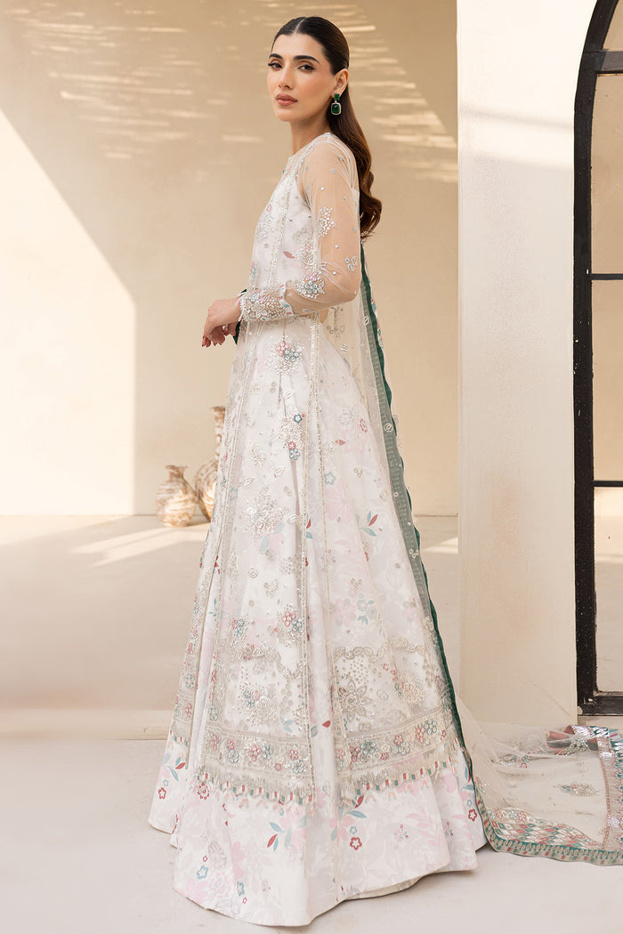 Farasha LU ZELLA Embroidered Net Unstitched 3Pc Suit D-05 MOONLIGHT MIST