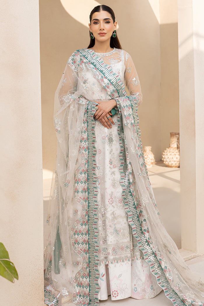 Farasha LU ZELLA Embroidered Net Unstitched 3Pc Suit D-05 MOONLIGHT MIST