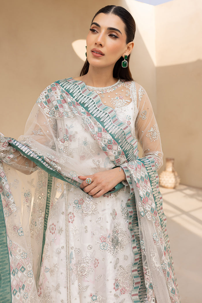 Farasha LU ZELLA Embroidered Net Unstitched 3Pc Suit D-05 MOONLIGHT MIST